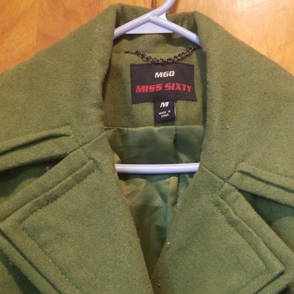 Green Miss Sixty wool belted pea coat - Picture 4 of 6
